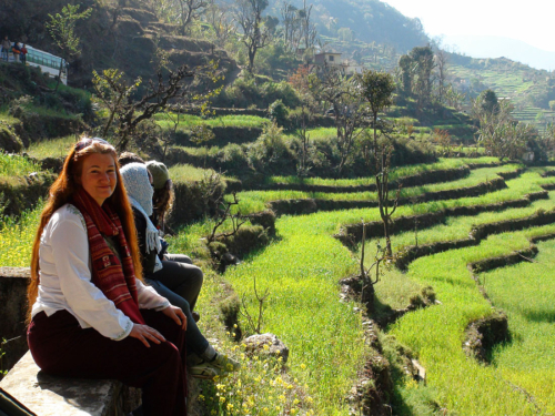 Tara enjoying the view on the way to Kedarnath