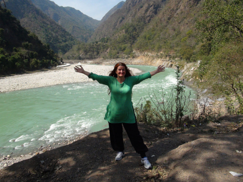 Tara feeling the energy of the Himalayas