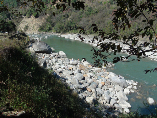 Meditating on the river bank