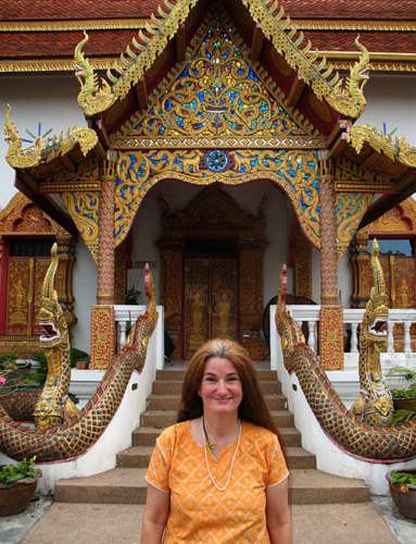 Tara at temple in Chiang Mai, which has more than 365 Buddhist temples.