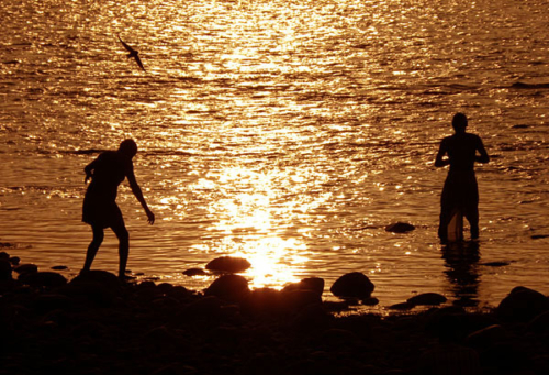 Morning bath in the Ganga in Haridwar