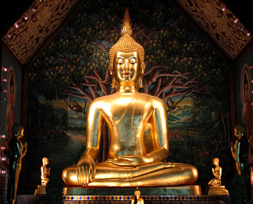 Gold Buddha in Temple in Chiang Mai
