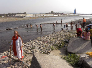 Tara enjoying a morning walk along the Ganga