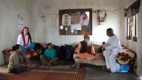 Sitting with Paramananda Puri Maharaj in his kitchen