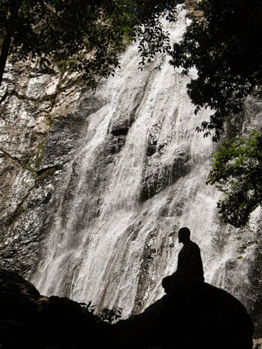 Ganga meditating at waterfall on Koh Samui