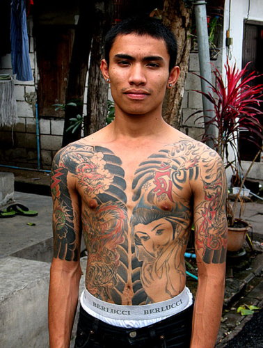 Tattooed Thai man