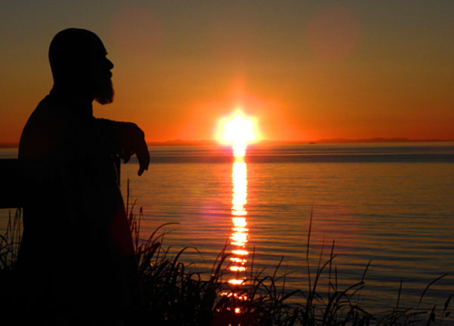 Ganga enjoying the sunset in Port Townsend