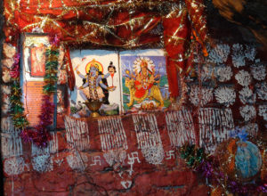 Wall in Paramananda Puri Maharaj's cave