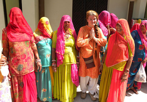 Tara with colorful women