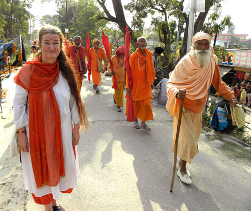 Sadhu procession into the heart of Haridwar