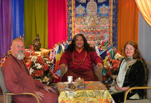 Ganga and Tara with Dzogchen Khenpo Choga Rinpoche at the Dzogchen Retreat Center in Oregon