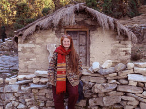 Tara checking out a potential home with a view of Kedarnath