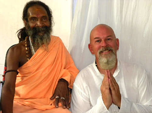 Ganga meeting Gangotri Baba sadhu at Sapta Rishi Ashram.