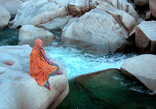 Ganga meditating at the Yuba River