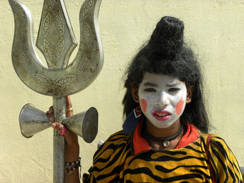 Young boy at the Kumbha Mela in Haridwar in 2010