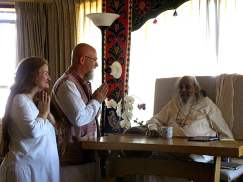 Ganga and Tara with Baba Hari Das at Mount Madonna