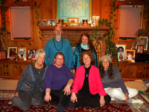 Ganga and Tara with students at Kriya class in Santa Barbara