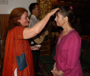 Tara giving shaktipat at the Temple of Joy in Encinitas, California