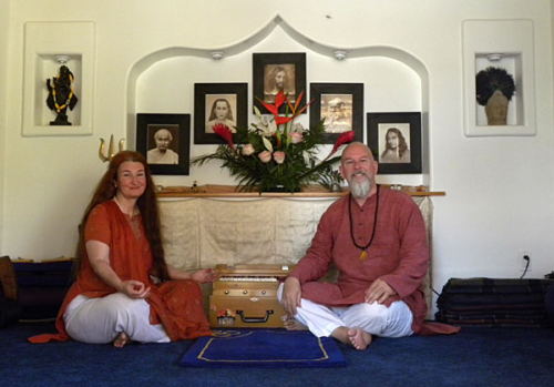 Ganga and Tara at the shrine in the Temple of Joy in Encinitas, California